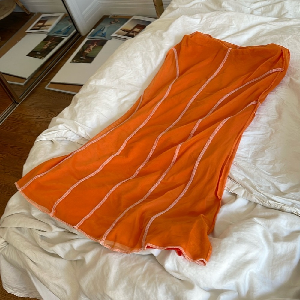 Orange mesh skirt